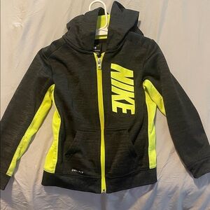 Nike Kids Hoodie in Black and Neon Yellow